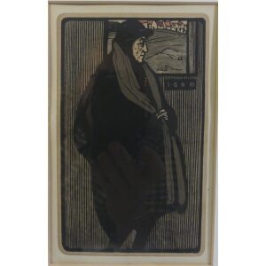 E. GORDON CRAIG - SIR HENRY IRVING AS LOUIS XI lithograph