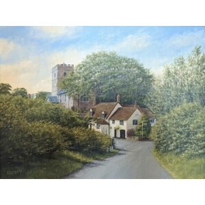 John D Roberts Painting of Cardington in Shropshire
