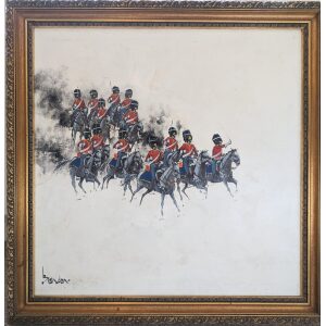 Brandon Cross Painting of the Scots Greys at the Battle of Waterloo