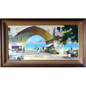D'Oyly John painting of Portofino, near Santa Margarita on the Italian Riviera