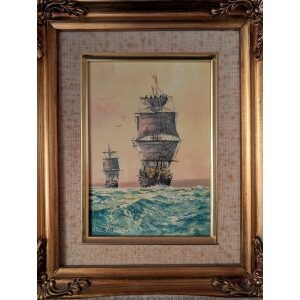 Nigel Hallard painting of sailing ships